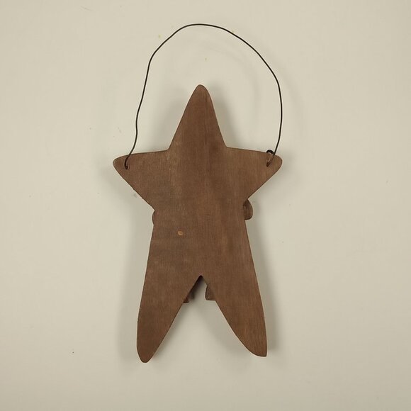 "O Holy Night" Baby Jesus Wooden Star Country Rustic Christmas Holiday Ornament - Picture 2 of 3